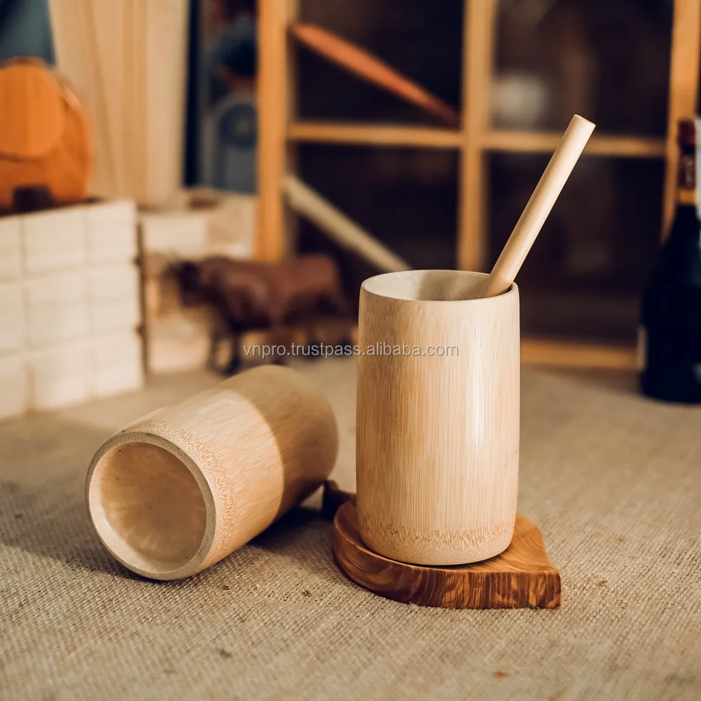 
Wholesale Natural Wood Beer Cup Japanese Drink Cup With Handle Bamboo Cup 100% Natural 