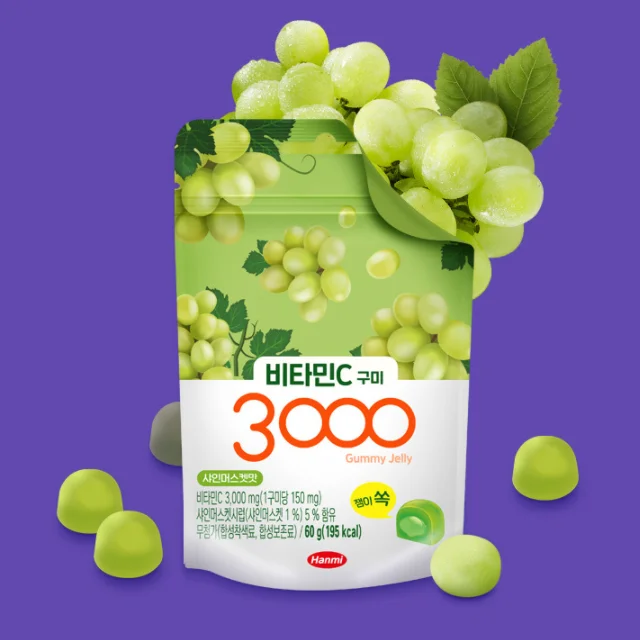 Great Price Healthcare Fruity Gummy Jelly Candy Shine-muscat Flavor bags Top Vitamin C 3000mg made in Korea