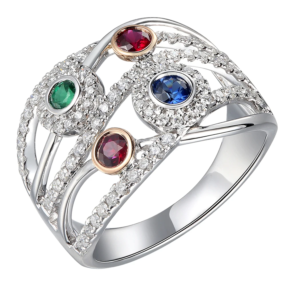 
Multi Gemstone 18 karat White Gold and Diamond Ring 