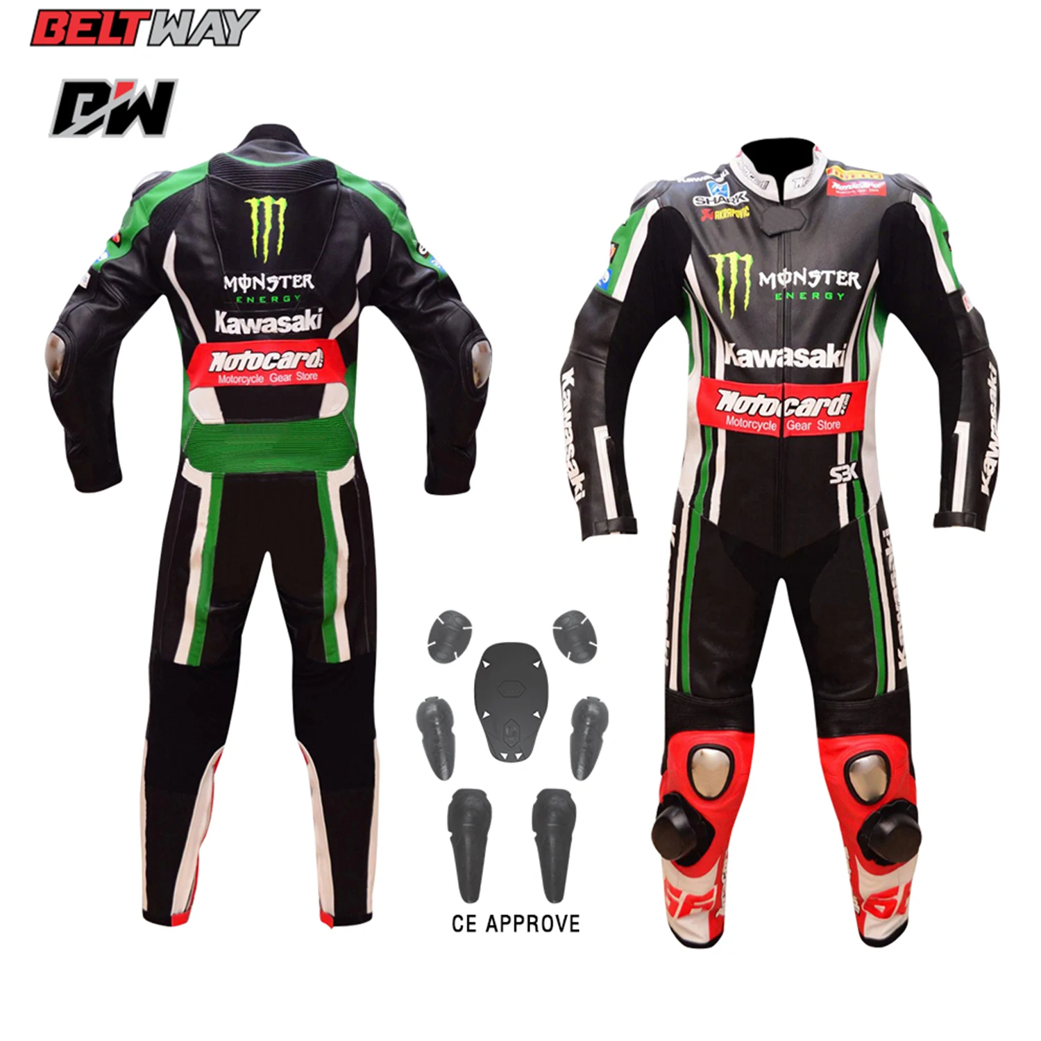 Изготовленный На Заказ Горячая Распродажа Kawasaki красный зеленый черный гоночный мотоциклетный кожаный костюм для мотоцикла Одобрено CE
