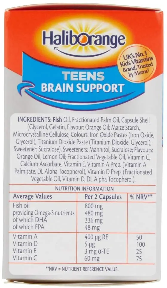 Haliborange Teensense Omega 3 Orange Flavour Chewable Capsules (30) (EAN 5012335112308) Haliborange Brain Support