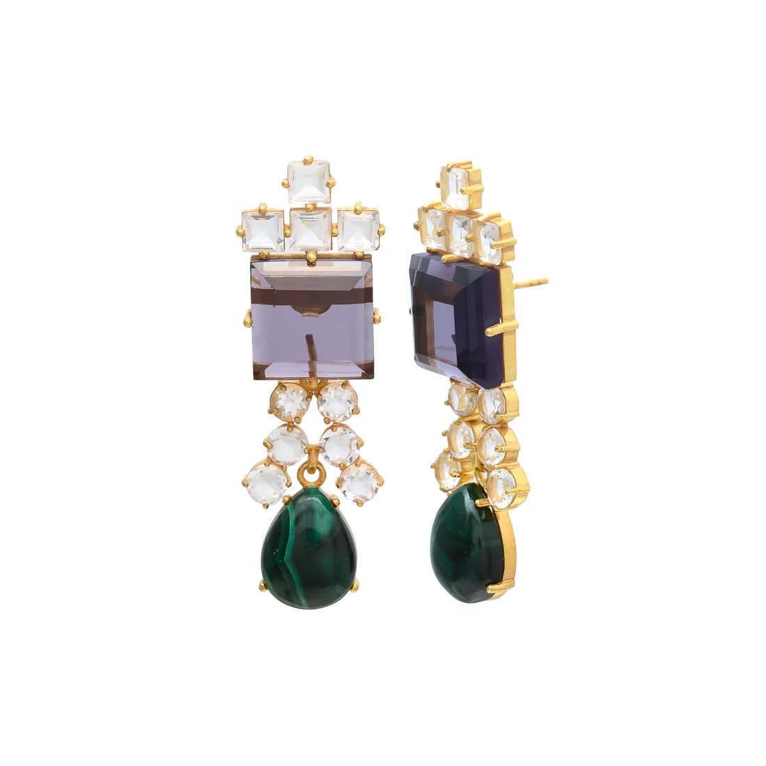 Crystal Quartz & Iolite & Amazonite Fashionable Beautiful Earrings