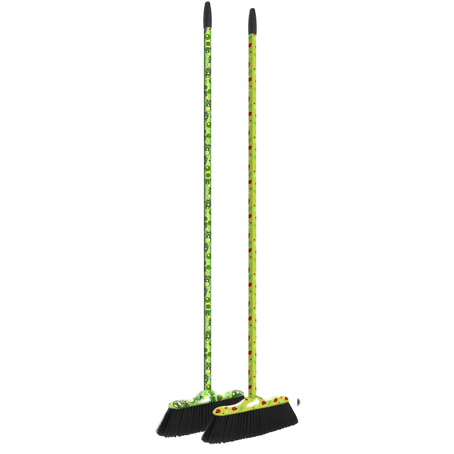 Indoor Patterned Plastic Manual Broom with Metal Stick - No Dust Bristles | Made in Italy