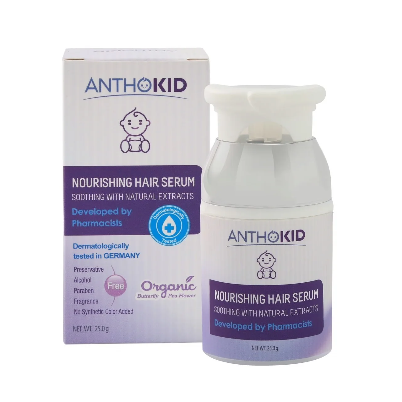 Baby Organic Unisex Herbal Anthokid - Nourishing Hair Serum 25g For All Hair Type with Natural Extracts