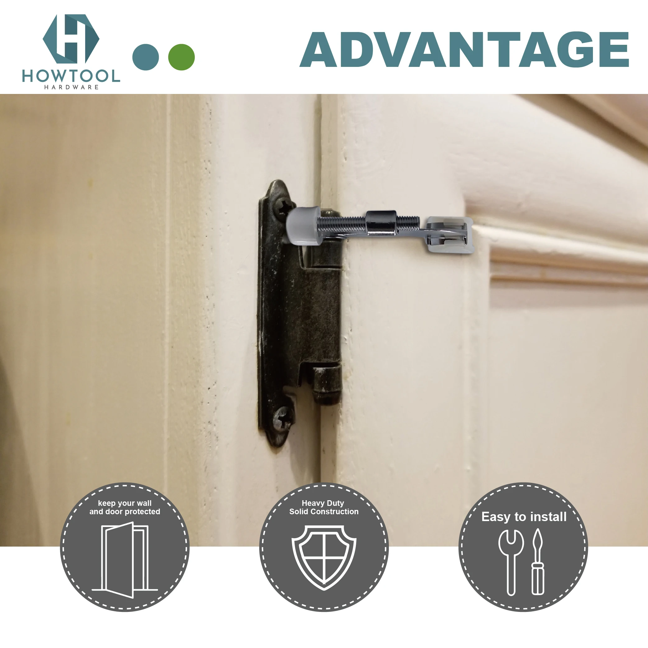 Дверная пробка HOWTOOL B300 хромированный усиленный шарнирный штифт дверной ограничитель с белыми резиновыми наконечниками бампера