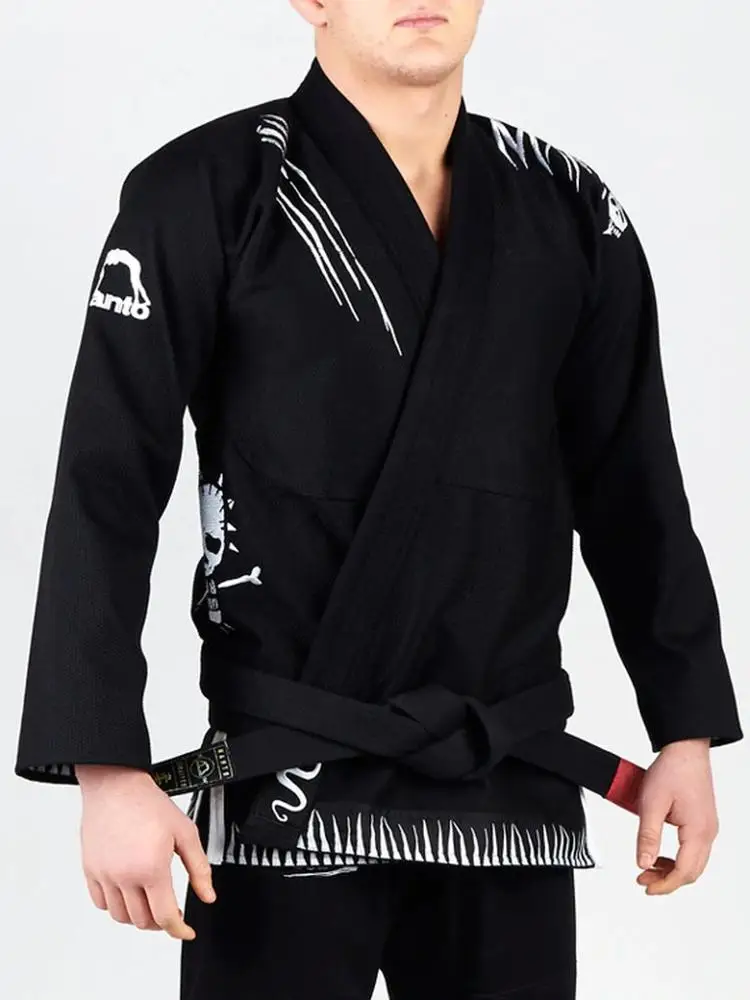 Latest Design High quality Black color custom fabric bjj gi brazilian jiu jitsu gi with custom embroidered logos on it custom gi