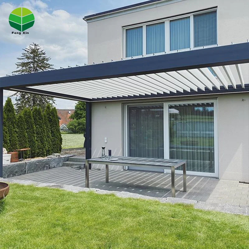 Automatic rotating shutters garden motorized metal aluminum louver pergola outdoor
