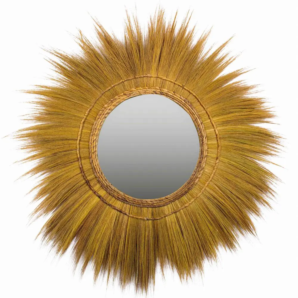 Vietnam Rattan Mirror Large Beauty Round Decorative Woven Wood Wicker Frame Rattan Wall Mirror