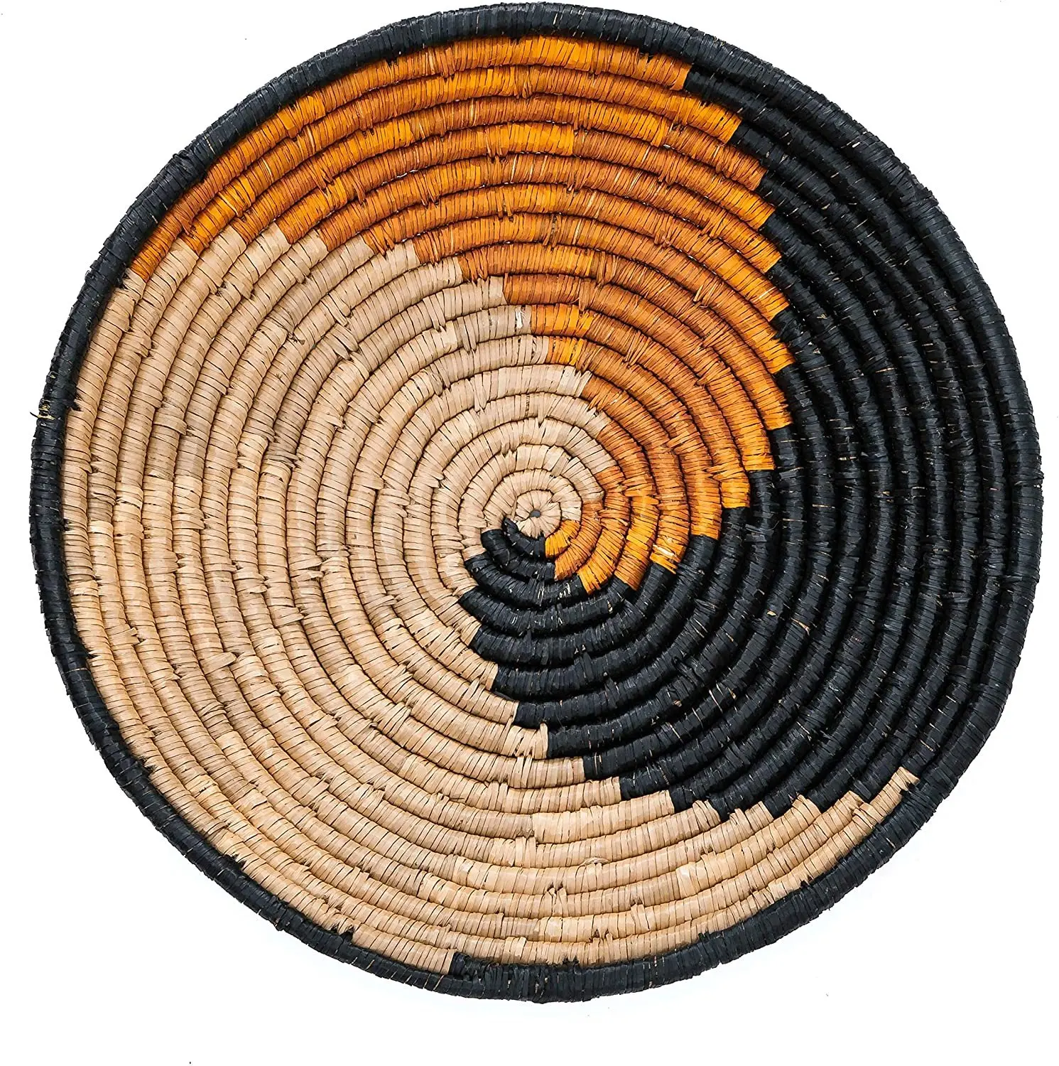 Wicker Wall Basket Decor Set of 4 Oversized, Hanging Natural Woven Seagrass Flat Baskets, Round Boho Wall Basket Decor