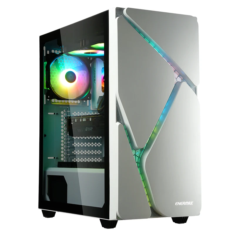 [ENERMAX] MarbleShell MS30 - ATX Mid Tower ПК игровой чехол с тройными поклонниками ARGB закаленное стекло белый RTS
