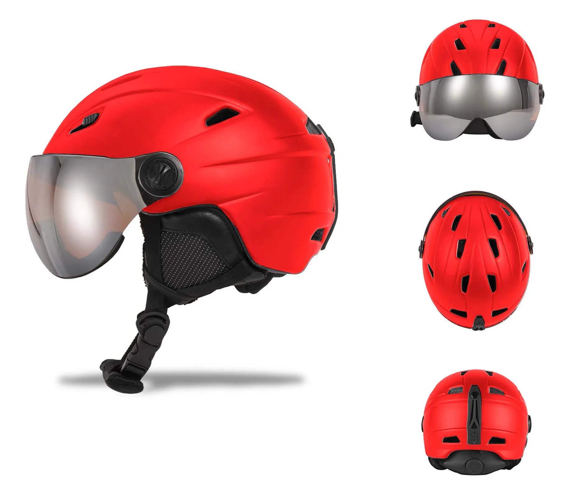 Professional  In-Mold Snow Board Customized Helmet Protective Gear-red