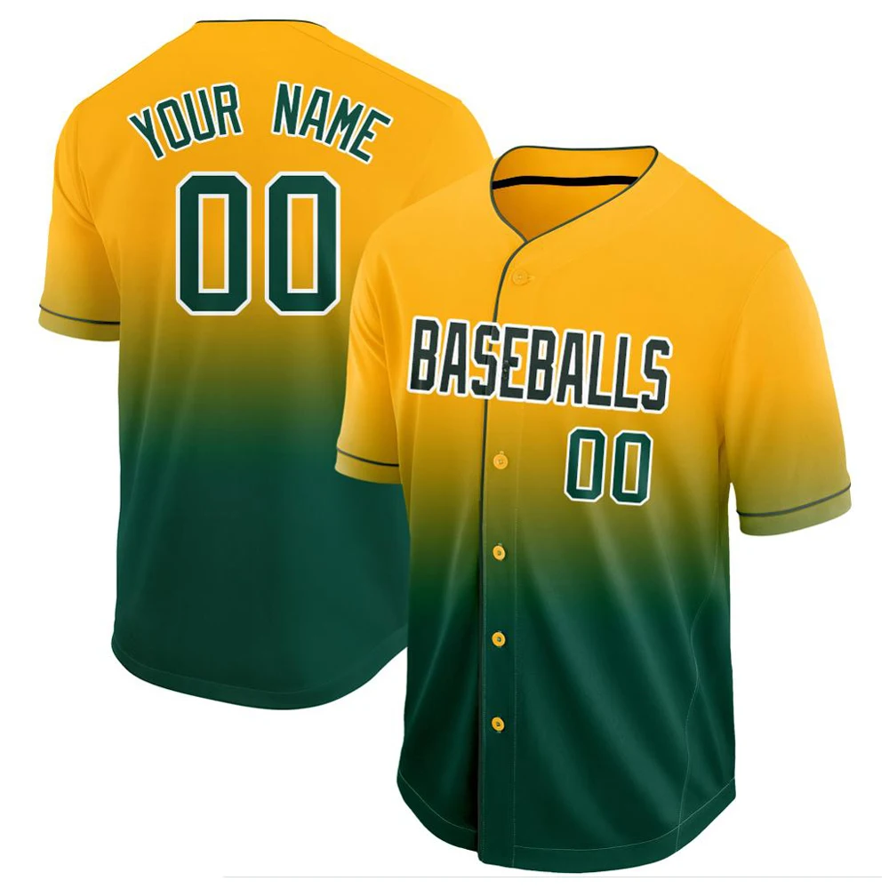 
Baseball Jerseys Mesh Button Down Fade Design with Team & Your Name and Numbers 