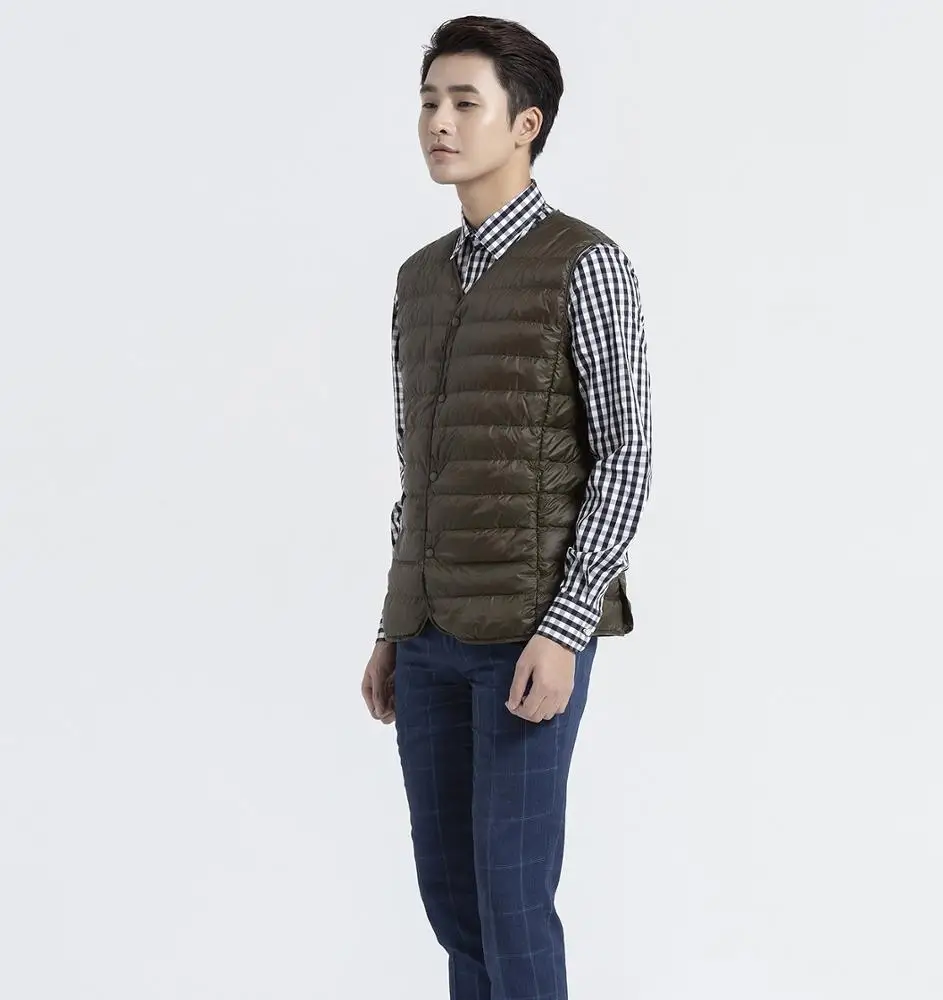 WINTER OUTDOOR  MEN ULTRA LIGHT DOWN VEST  V  NECK VEST FROM VIETNAM