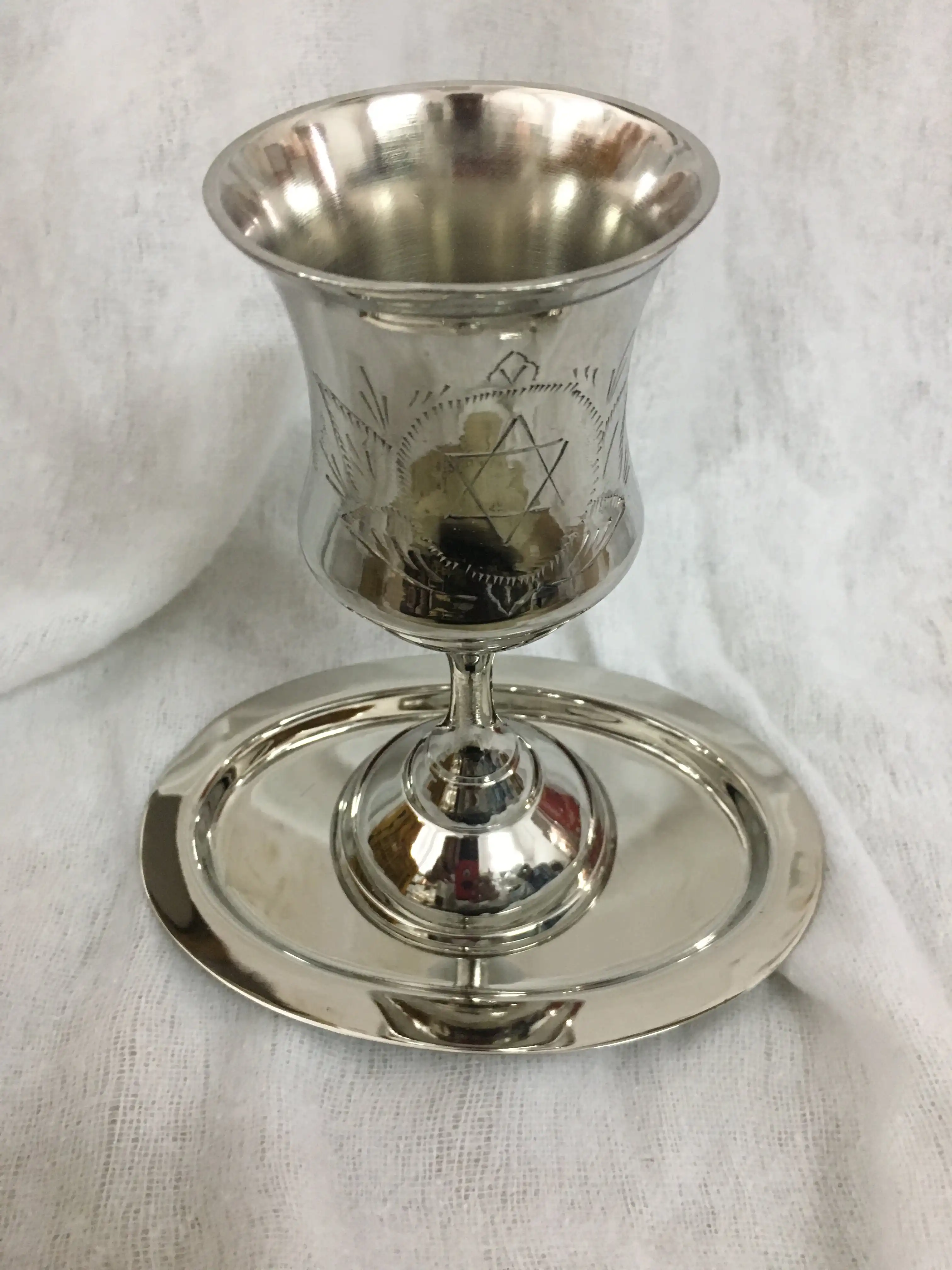 Israel Giftware Design Pewter Kiddush Cup Religious Jewish Cup with a Star of David Engraved at wholesale price from India