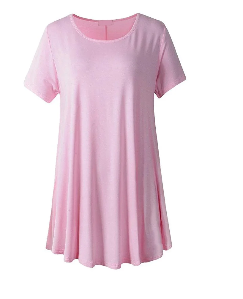 Fit Swing Ladies Summer Tunic Tops Factory Blank LOGO Custom Loose Wholesale High Quality Low Price 180gsm 100% Cotton for Women