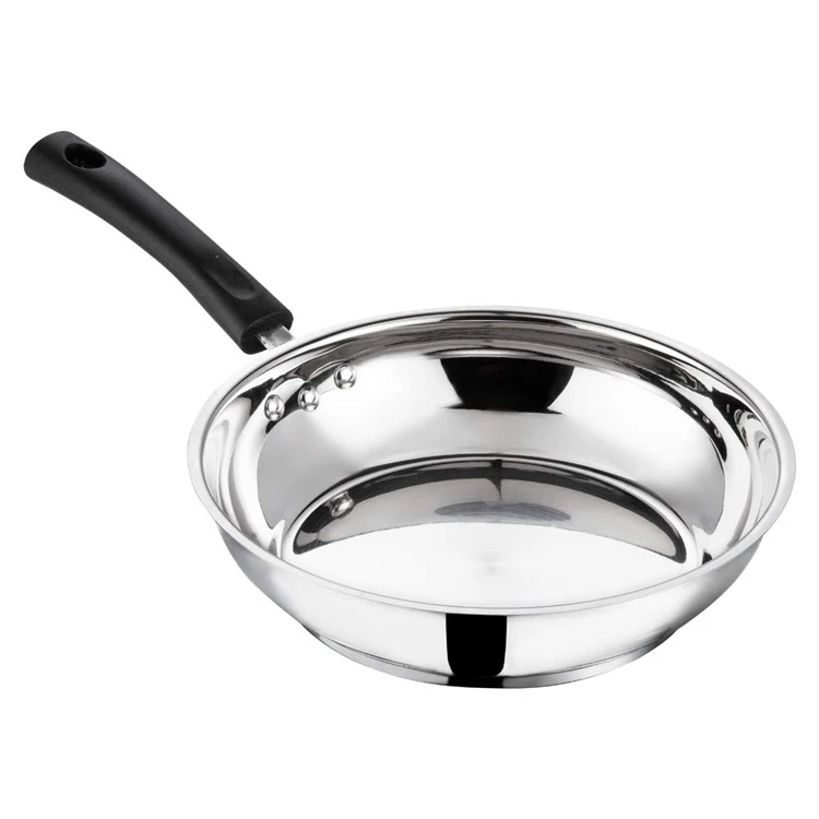 High Quality Durable Stainless Steel Non Stick Frying Pan With Lid Stainless Steel Fry Pan With Lid For Sale