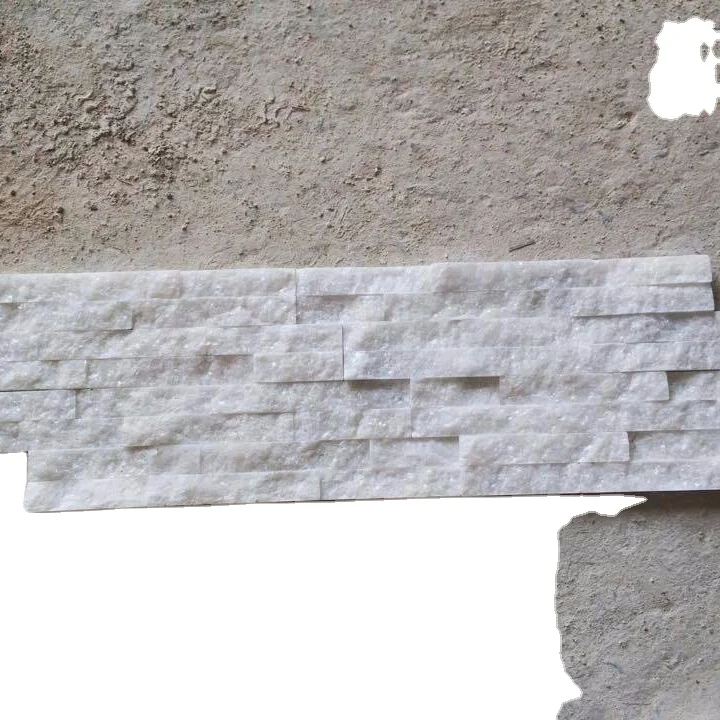 White marble  split face stone tile stacked panel (100% Natural Marble)