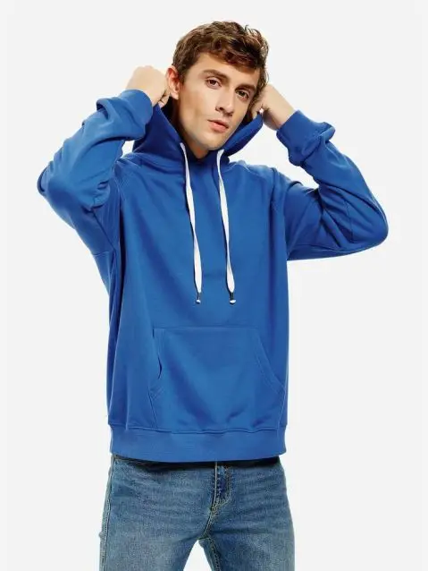 Толстовка мужская с капюшоном флисовая дышащая толстовка из смеси хлопка Мягкий Свитшот унисекс против морщин коричневого цвета на заказ