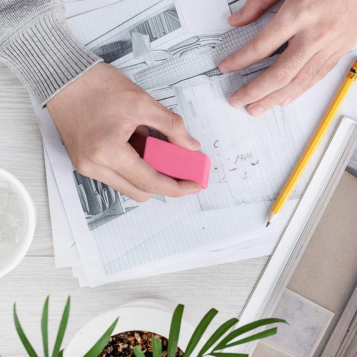 Japan Hottest Selling 1pc in blister card exam grade high quality rubber no toxic Pink Eraser