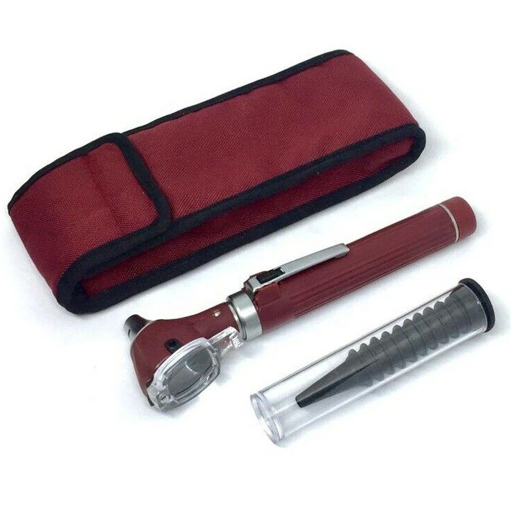 OTOSCOPE MINI FIBER OPTIC MAROON COLOR POCKET MEDICAL ENT DIAGNOSTIC OTOLOGIST SURGICAL MEDICAL DIAGNOSTIC INSTRUMENT    MGI-19