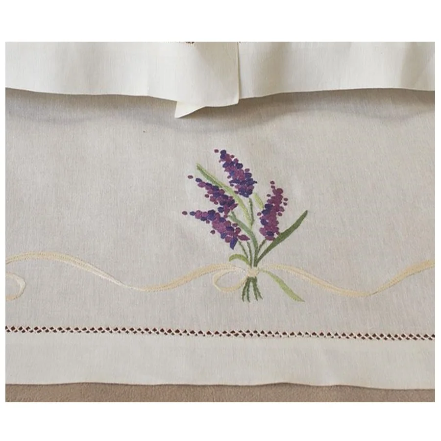 Embroidery bed sheet 100% Linen Bed sheets Lavender Embroidered Pillowcases