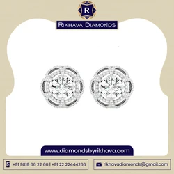 Gold Stud Earrings Classic Design Hand Crafted Pure 14K White Gold Diamond Earring Manufacturer