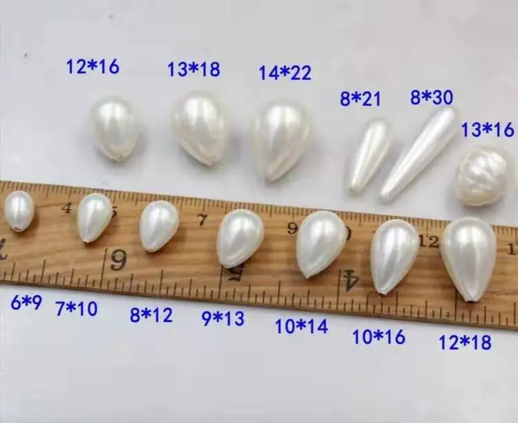 Natural Water drop shape seawater shell bead  half-drilled DIY pearl beads for jewelry making