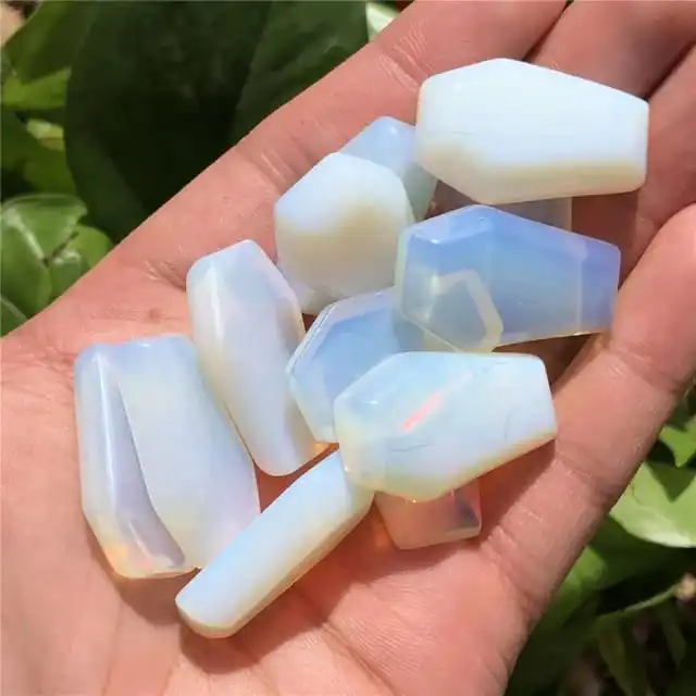 crystal Halloween Opalite   Coffin Gemstone Coffin  | wholesale Gemstone | Crystal  coffin for Halloween  decorations