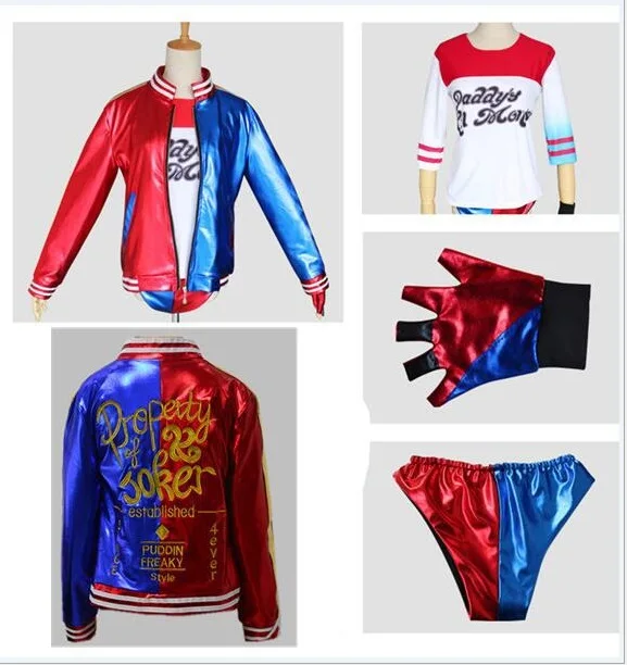 halloween party Harley Quinn joker Suicide Squad children cosplay clothes clothing costume jacket coat for kids and adult