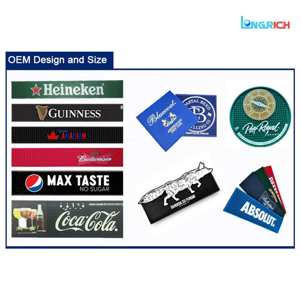 Factory Fast Delivery Hot Selling Wholesale PVC Bar Mat ,anti Slip Wine Rubber Bar Mat , Custom Logo Bar Rail Spill Mats 