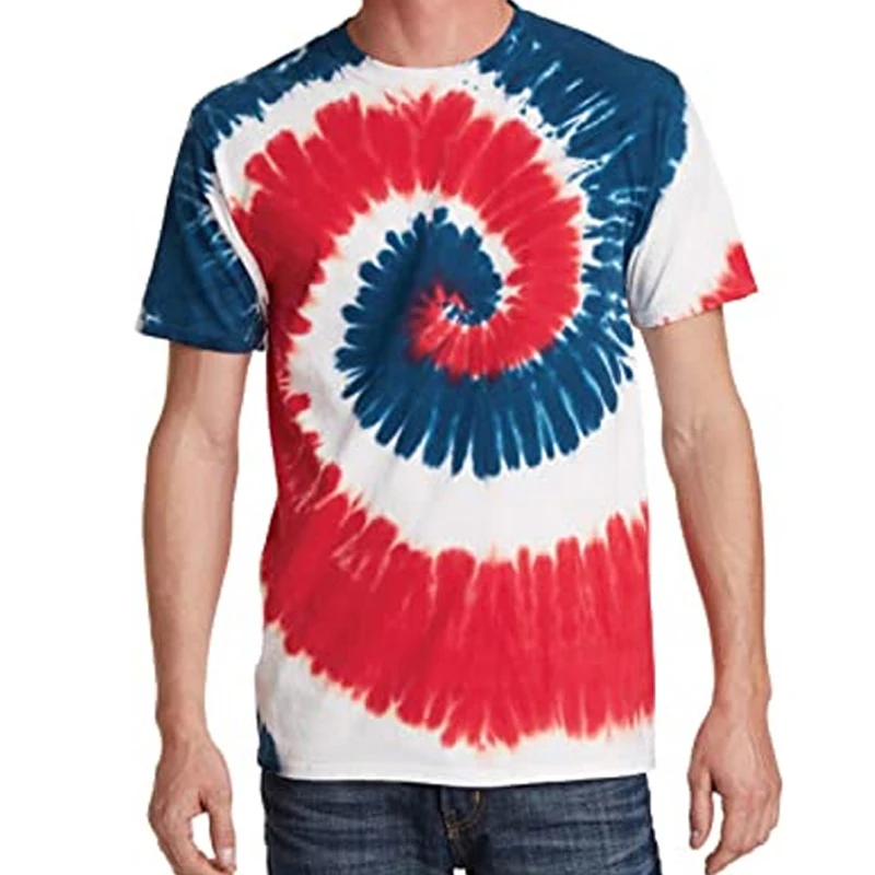 Multi Colors Tie Dye Printed Short Sleeve T Shirts Men Hip Hop Street Wear Fashionable T Shirts By KUMI ENTERPRISES
