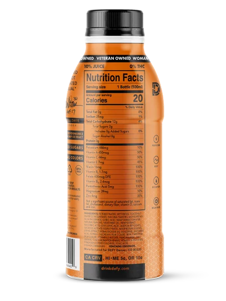 DEFY Recover CBD Orange Citrus 12pk / 16.9z Bottle No Cbd No Gluten Without Artificial Colours