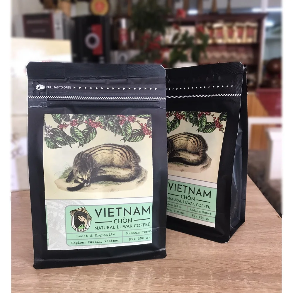 
Premium Grade 100% Organic 250g in Bag Packaging Roasted Robusta Weasel Coffee Beans From Vietnam 