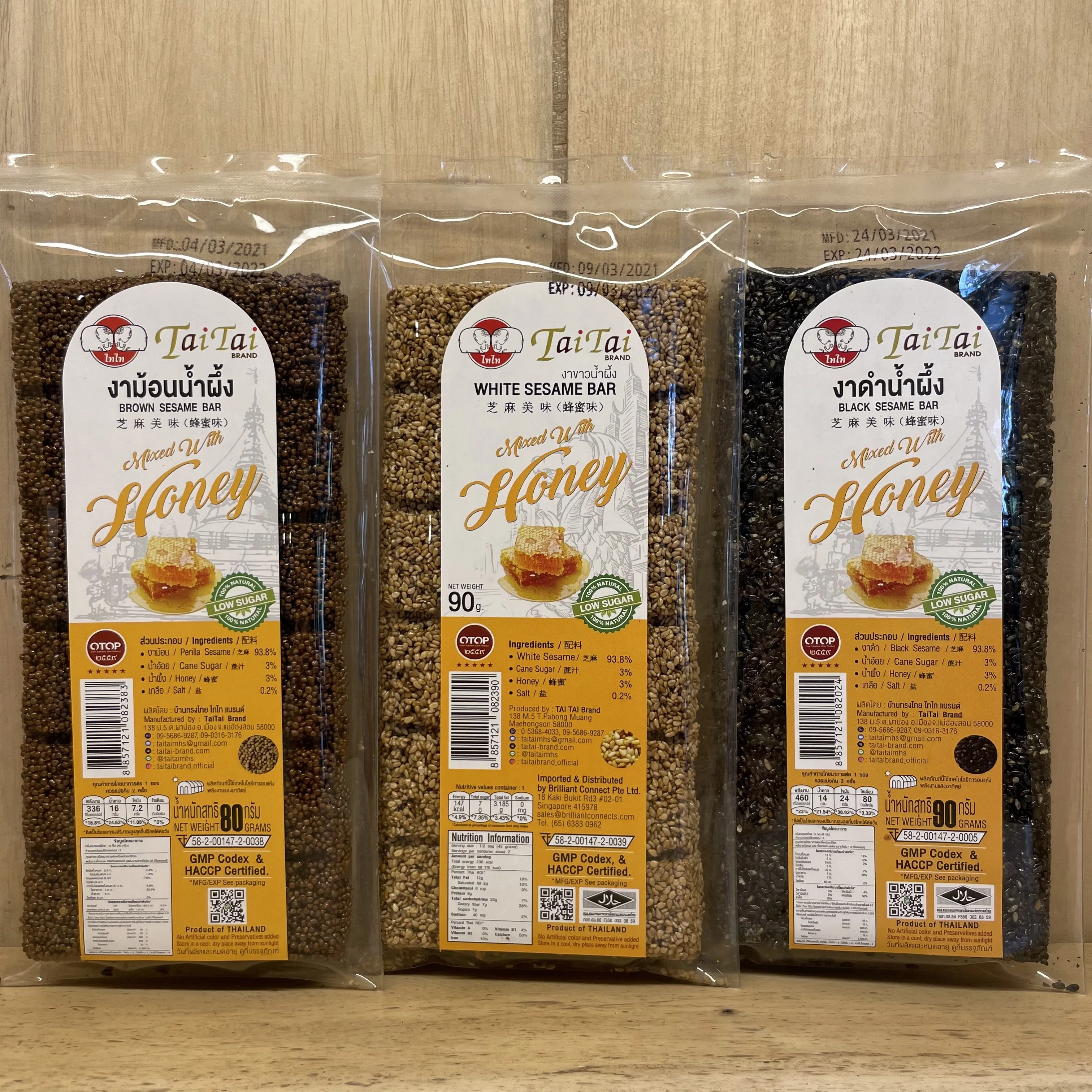 Тайская закуска с кунжутом сладкие конфеты без глютена смешанные свежим имбирем Fingeroot и индивидуальные тайскими