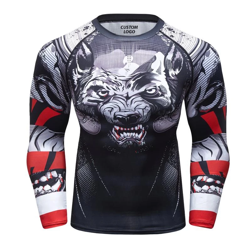 
Wholesale Men Polyester Spandex Short Sleeve Custom Compression Blank MMA Rash Guard 