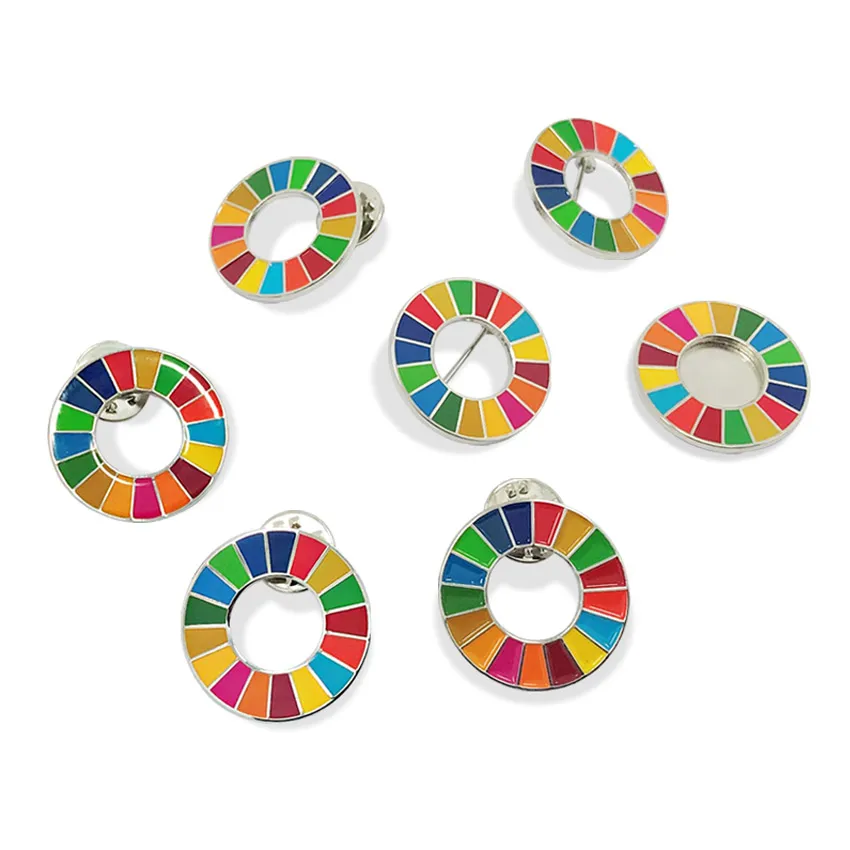 Bulk Sustainable Development Goals custom metal 17 SDGs lapel pin