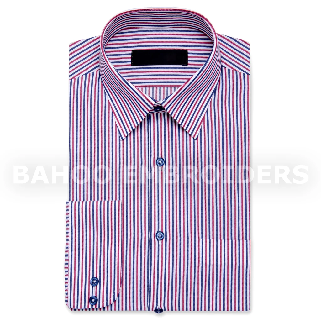 Мужская самодельная рубашка в полоску-синий и красный