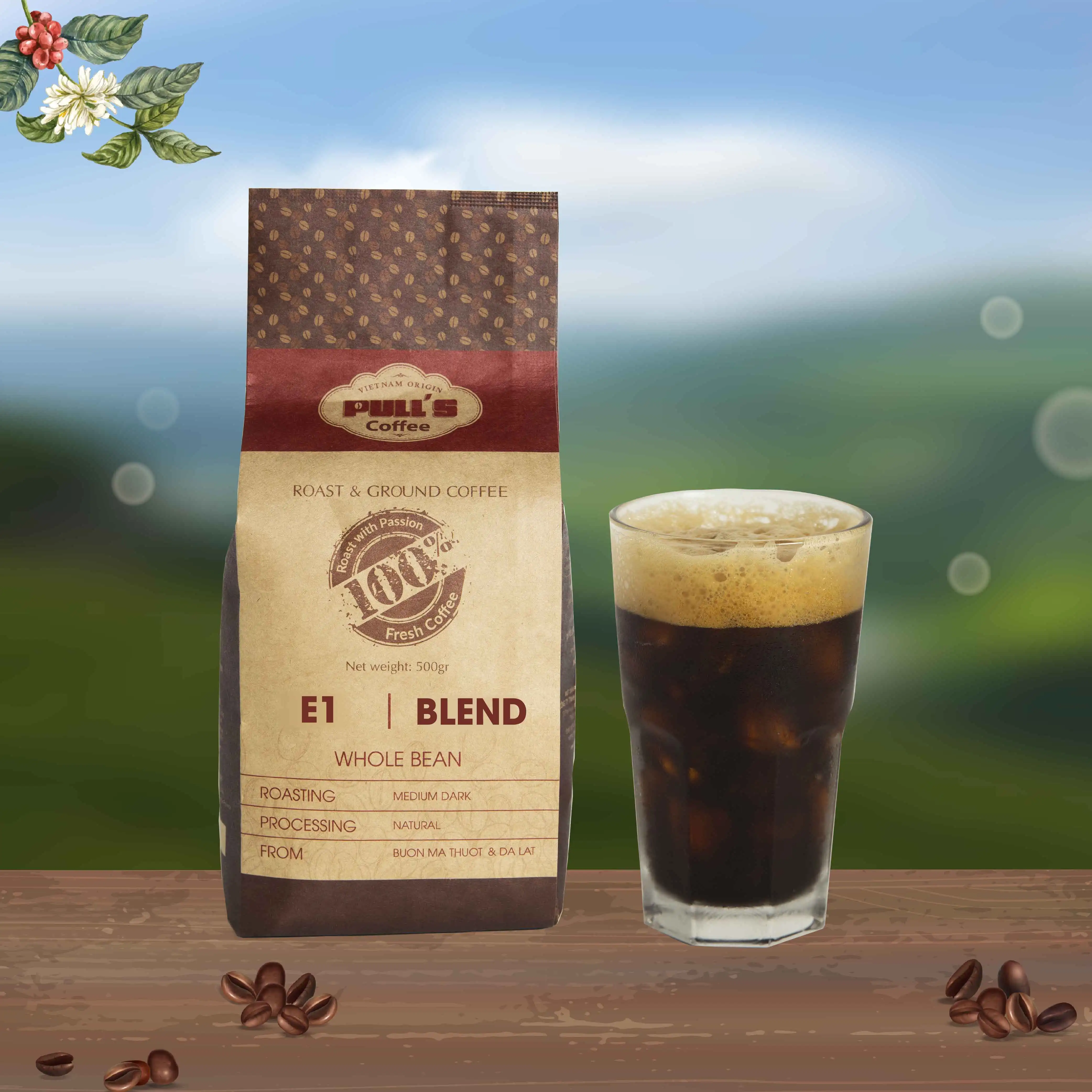 Цельные зерна E1-вытягивает кофейный бренд для хорошего и насыщенного пробуждения