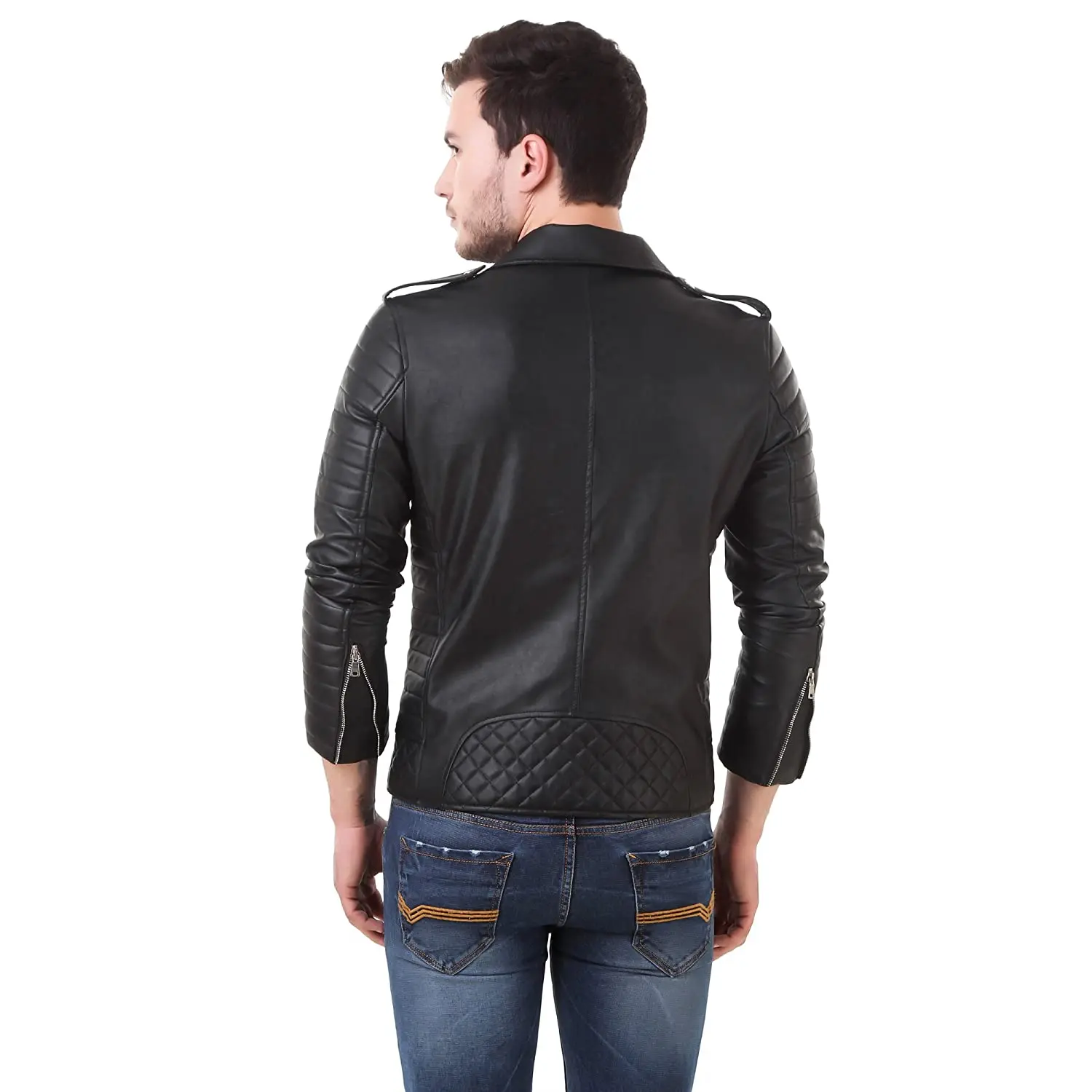 Leather Men Biker Jacket Cow leather wear