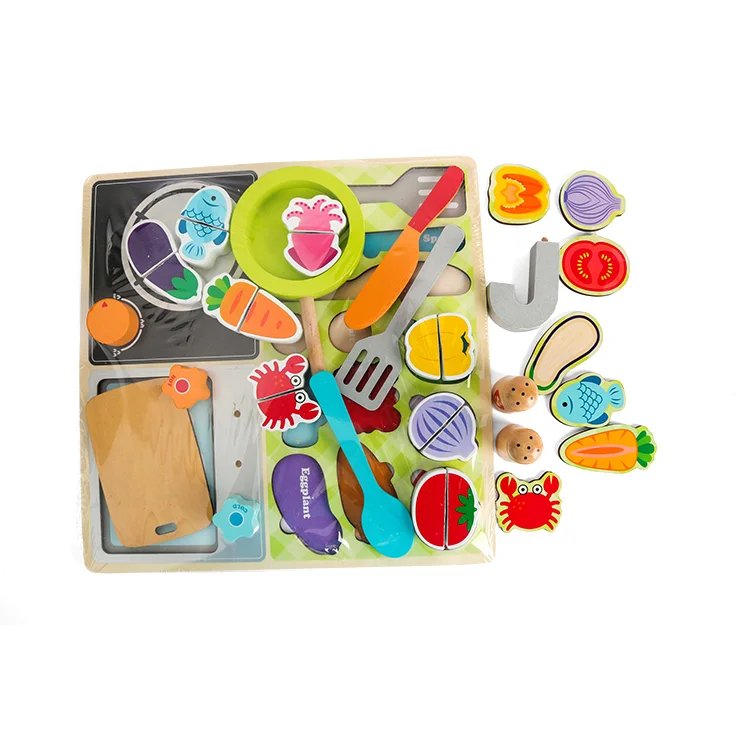 
Magnetic Fruit Vegetables Cutting Children Happy Pretend Play Food Cooking Wooden Kitchen Set Toys For Girls 