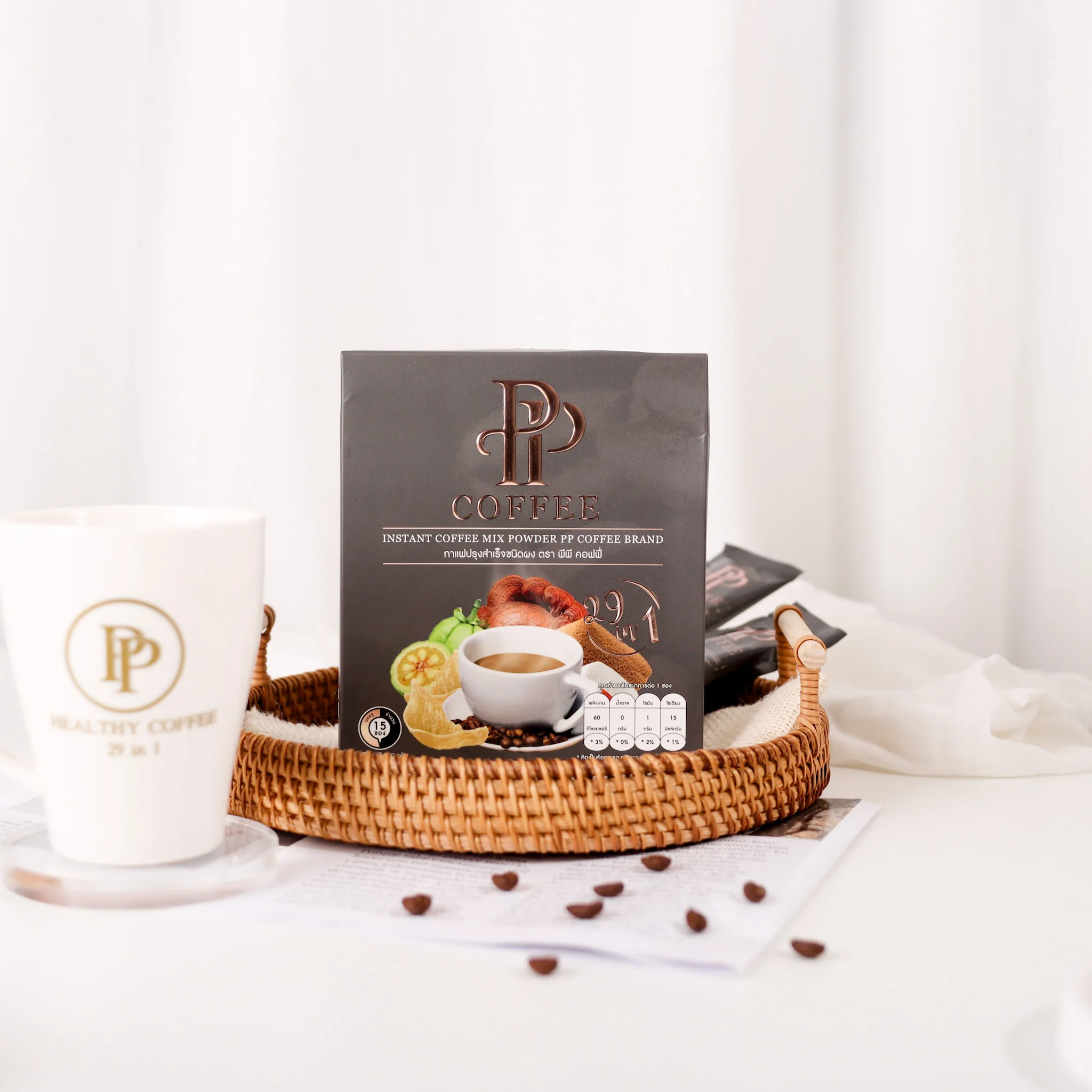 Low Calories PP Coffee Mix 29 in 1 Healthy Instant Coffee Daily Drinking from Thailand for 100% Export