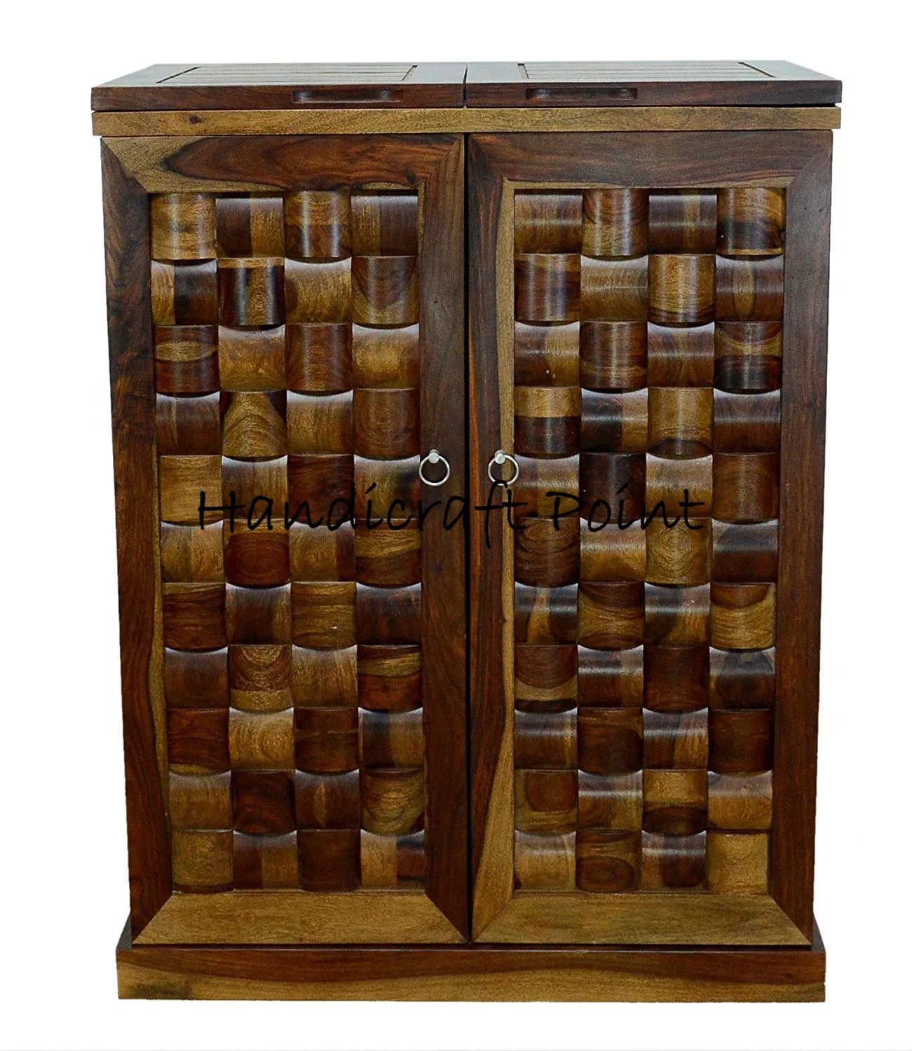 Stylish Brown Bar Cabinet With Wine Glass Storage 1