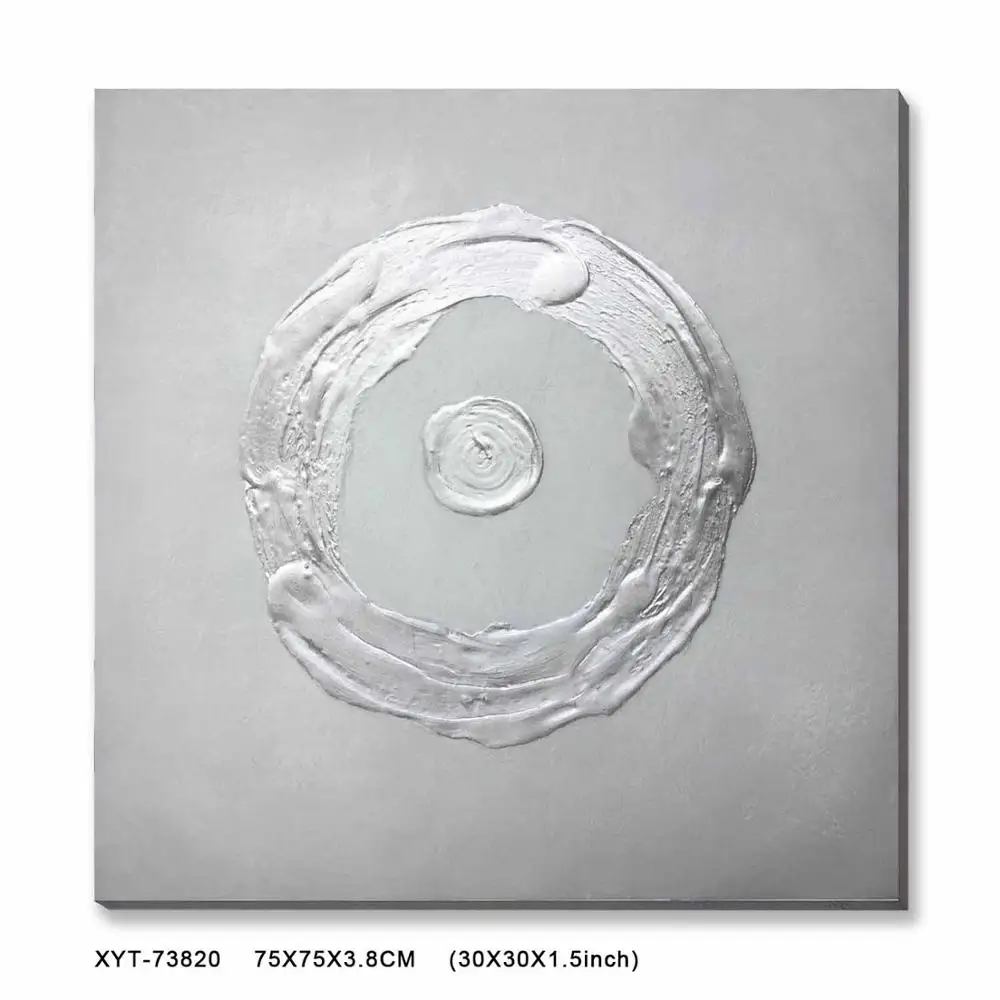 Canvas Sliver Ring Handpainted Foil Stretched Oil Painting Art On Canvas Modern Abstract