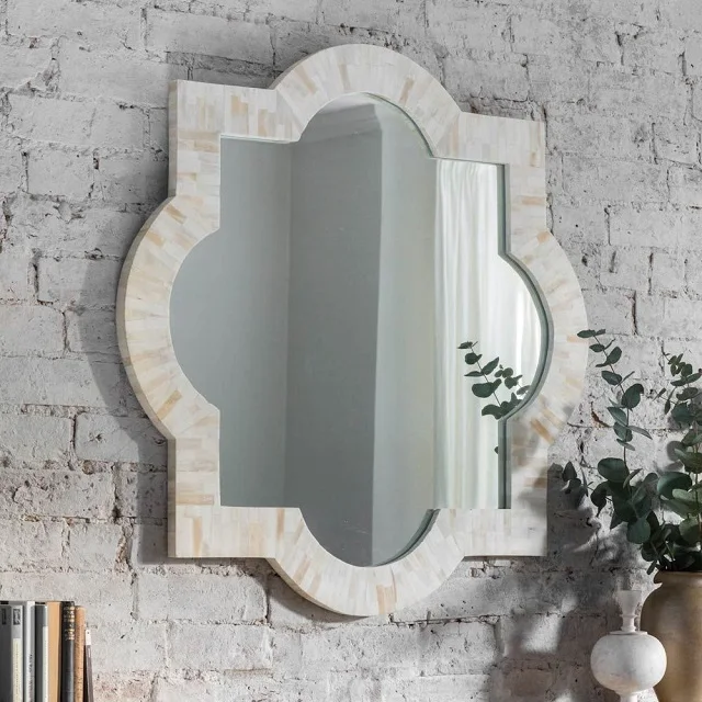  Необычное зеркальное настенное зеркало цвета слоновой кости с костяной инкрустацией по разумной цене