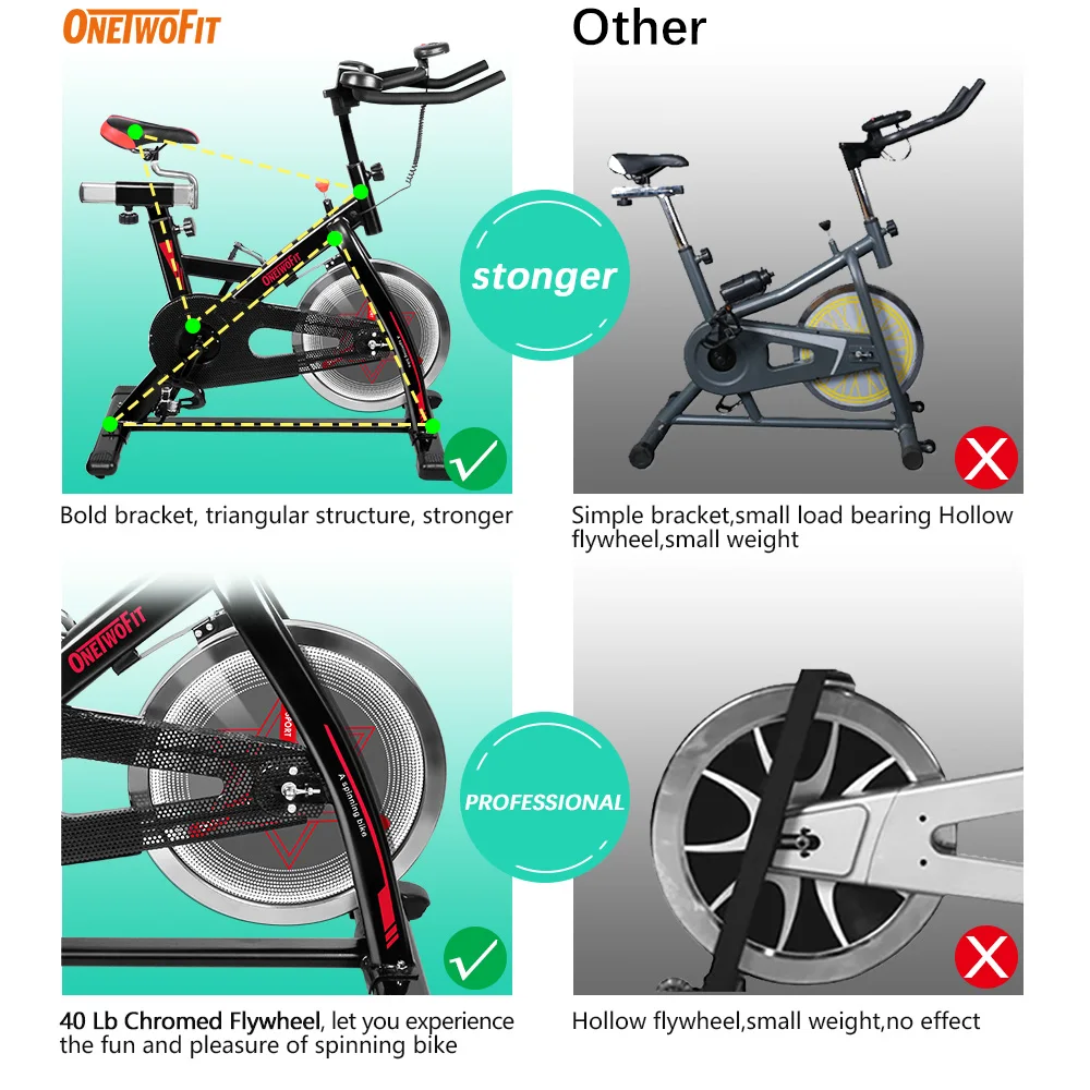 OneTwoFit Hot Sale Modern Estatica Magnetic Cardio Indoor Cycling Stationary Spin Fitness Exercise Spinning Bike