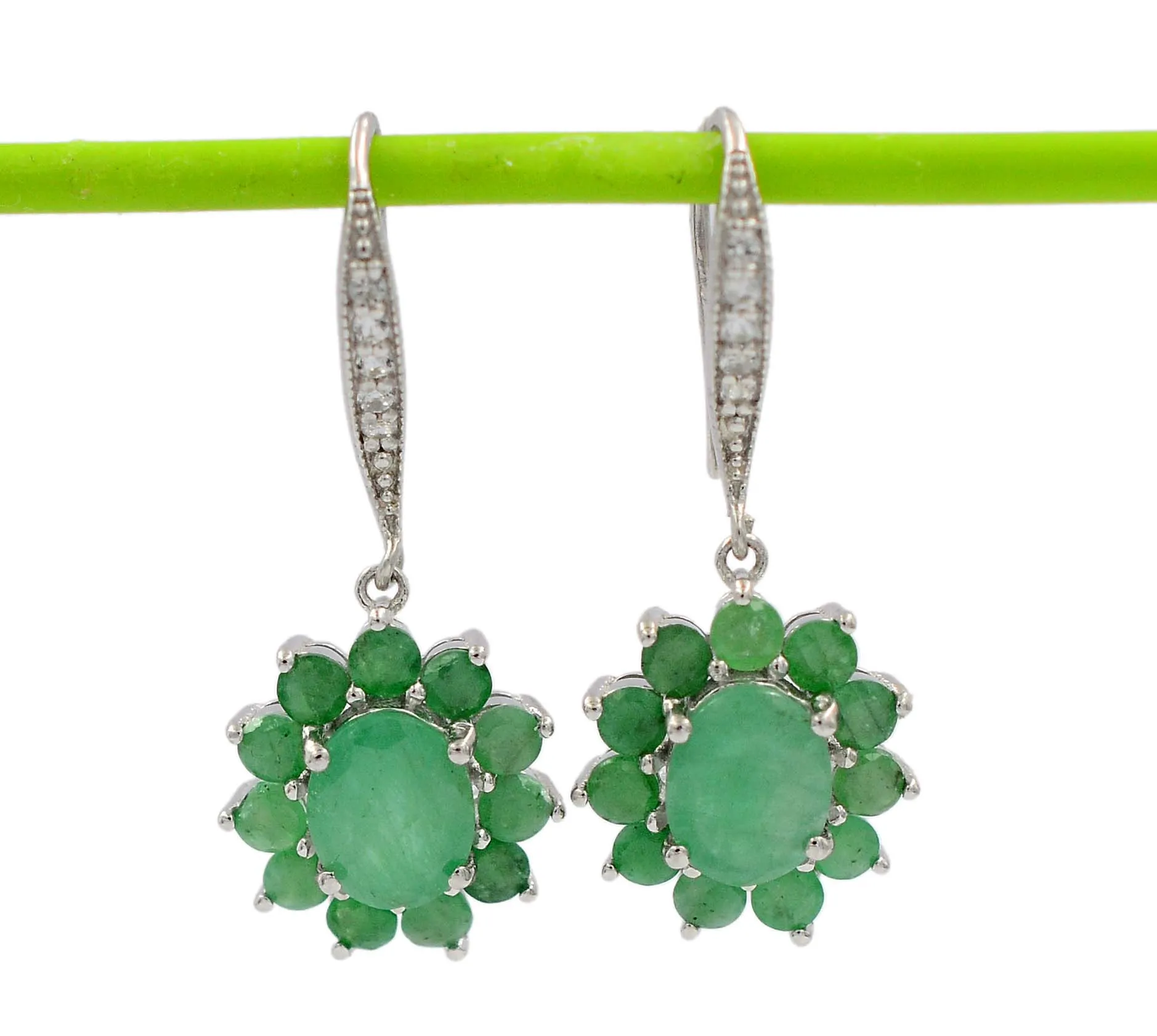 Натуральный изумруд 9x7 мм овальным вырезом Зеленый цвет драгоценный камень 925 чистого серебра из фионита КАПЛЕВИДНАЯ Подвеска для женщин дизайнерские серьги индийскими производитель