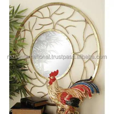 Golden Flower Antique Design Wall Mirror Customized Wall Metal Mirror