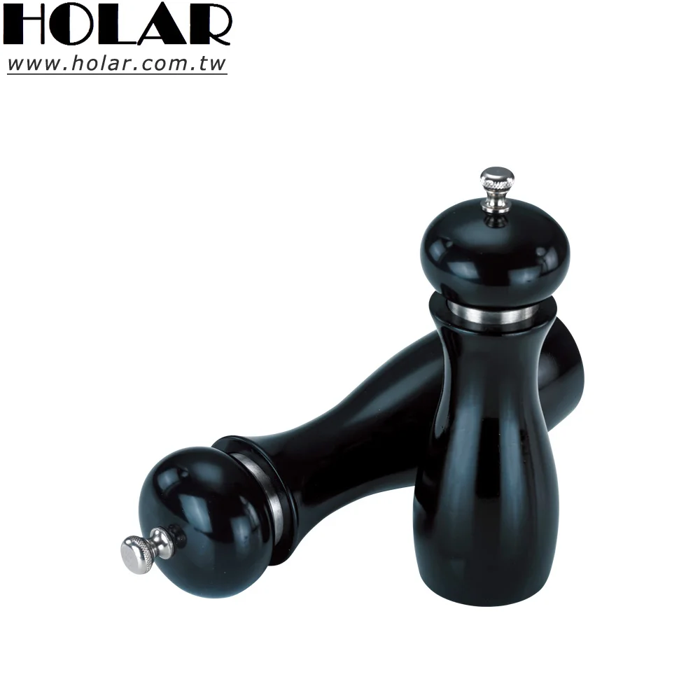 [Holar] Taiwan Made Elegant Refillable Black Salt Pepper Mill With Adjustable Grinder