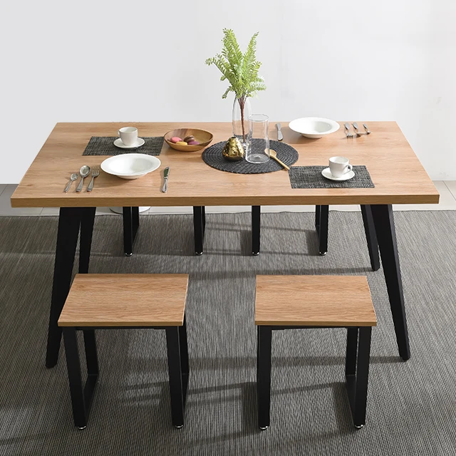 Metal Dining Table Metal Home Dining Table Industrial Wood Design, Wooden Modern Dining Room Furniture Kitchen Contemporary