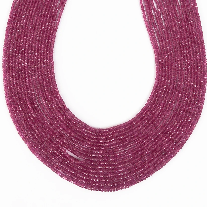 
Untreated Burma Ruby Faceted Rondelle Necklace Faceted Ruby Necklace Ruby Gemstone Beads 